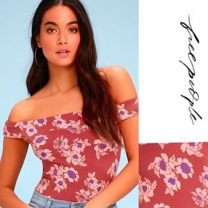 FREE PEOPLE So Much Terra Cotta Floral Bodysuit